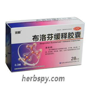 Ibuprofen Sustained Release Capsules for neuralgia headache or fever due to the common cold